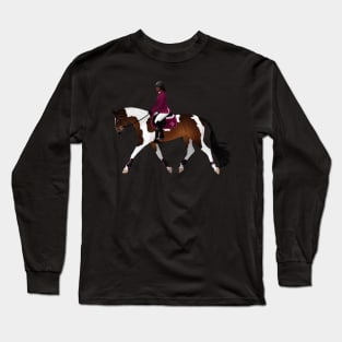 Pinto Hunter Horse and Rider - Equine Rampaige Long Sleeve T-Shirt